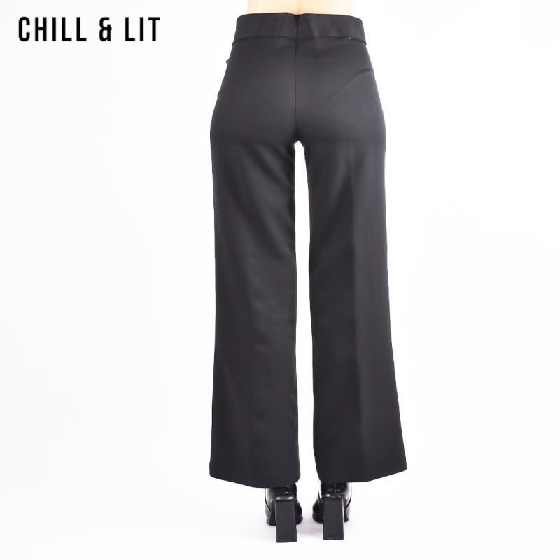 Pantalon Femme Taille Haute Jambe Droite - Tissu Stretch Confort, 4 Poches, Bouton Décoratif - Casual, Travail, Yoga
