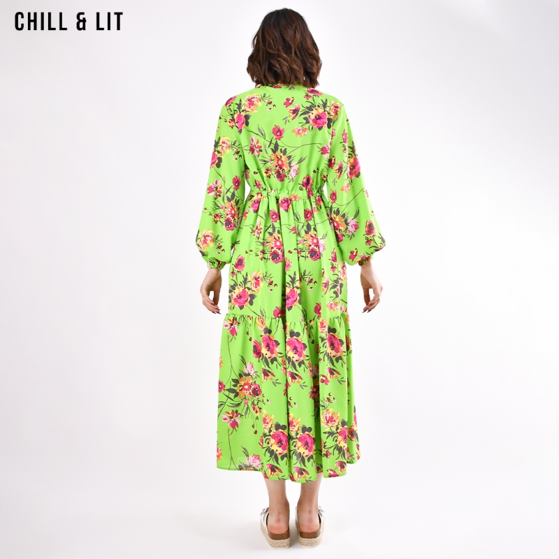 Robe Mi-longue Imprimé Fantaisie Vert Renatto Bene Femme - 2605164-vert00