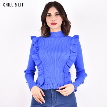 Pull en Laine à Volants Femme