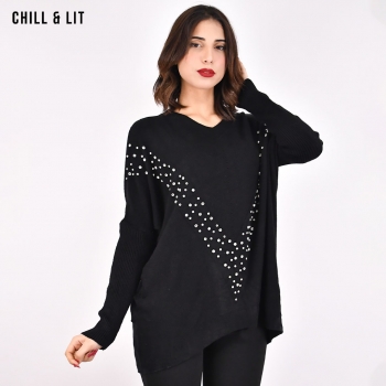 Pull à Strass en Laine Femme