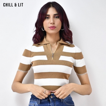 Pull Côtelé Rayé Femme