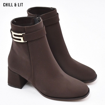 Bottines en Cuir à Talon Femme