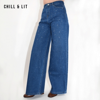 Jean Large Femme Avec Strass