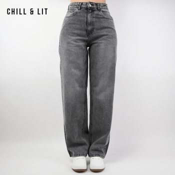 Jean Large Femme Avec Strass