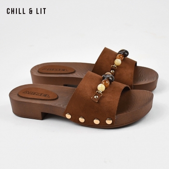 Mules Plates Femme Daim
