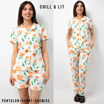 Pyjama Femme 3 Pcs Chemise...