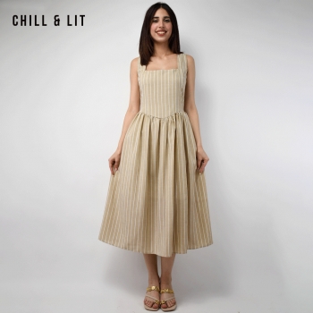 Robe Mi-Longue Rayée Femme