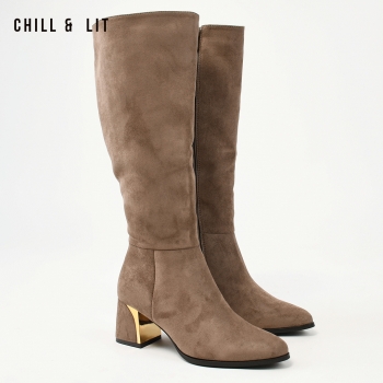 Bottes à Talon En Daim Femme