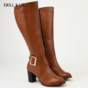 Bottes en Cuir à Talon Femme