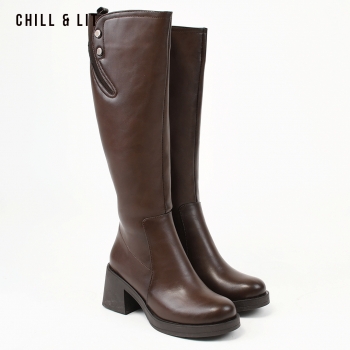Bottes en Cuir à Talon Femme