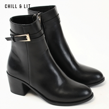Bottines en Cuir à Talon Femme