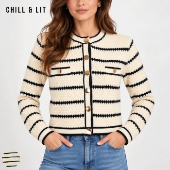 Gilet en Laine Rayé Femme