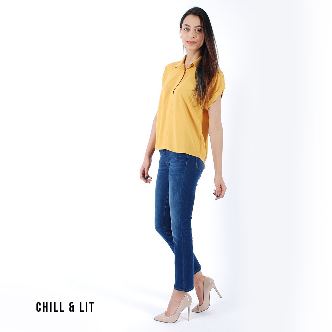 Slide  #1 Chemise Avec Demi-Manche Retroussée