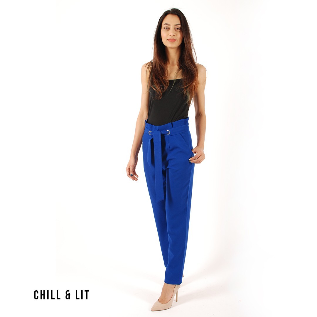 Slide  #1 Pantalon Large Taille Haute Avec Ceinture Fondu