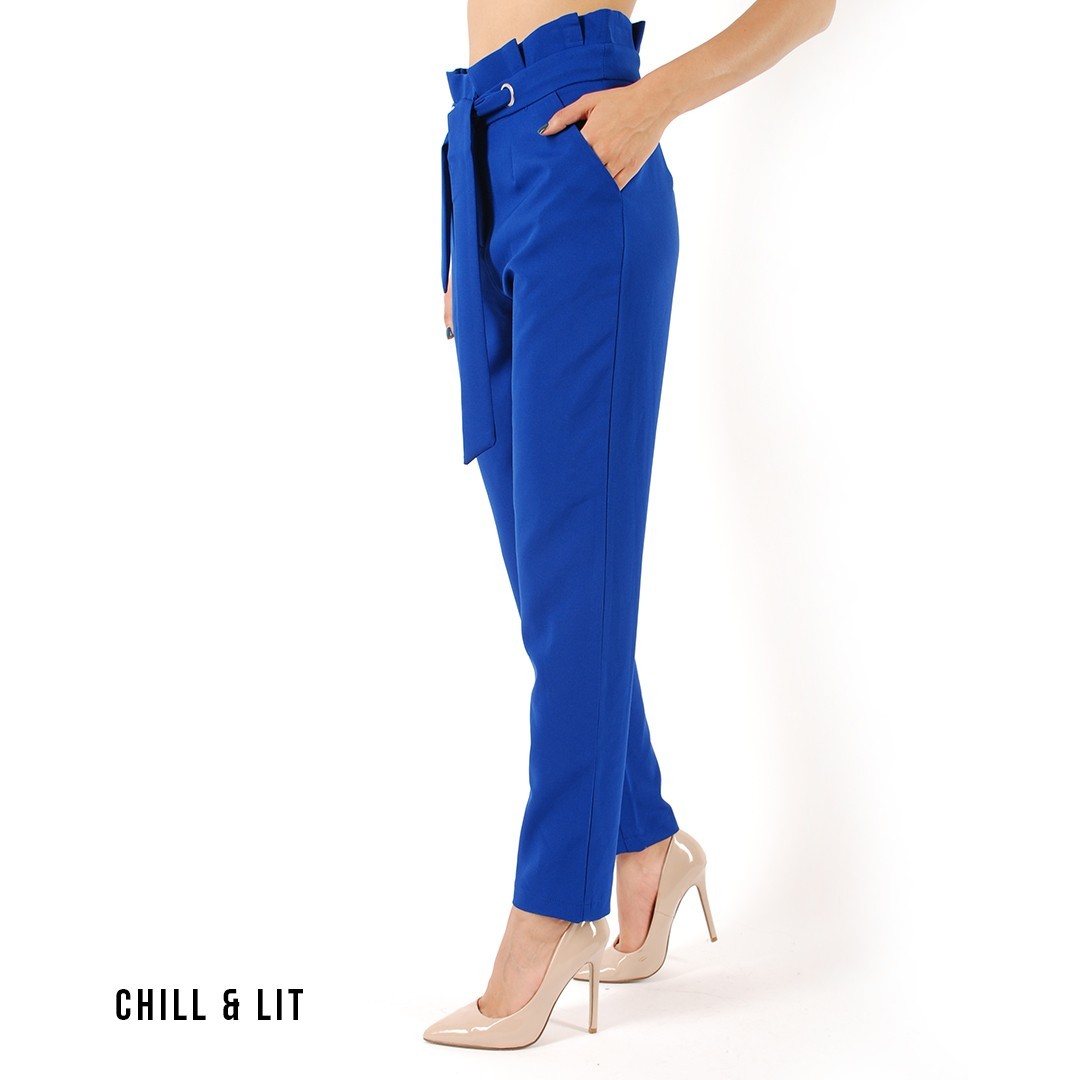 Slide  #5 Pantalon Large Taille Haute Avec Ceinture Fondu