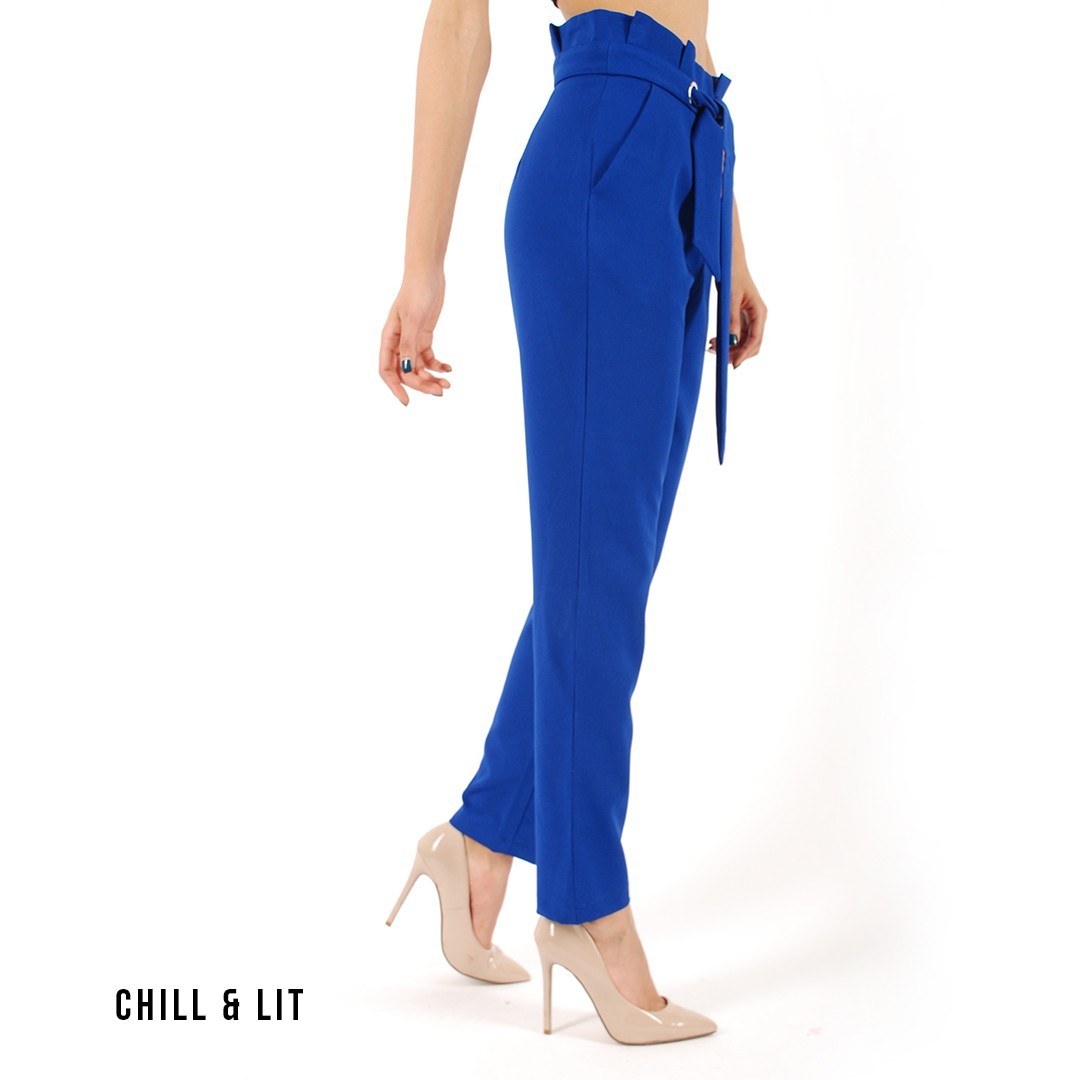 Slide  #6 Pantalon Large Taille Haute Avec Ceinture Fondu