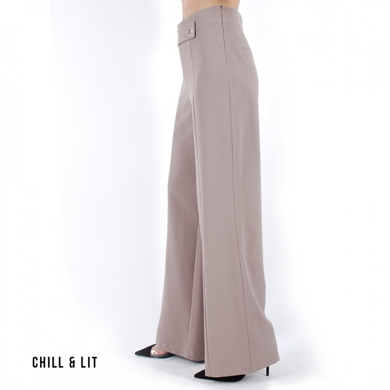 Slide  #1 Pantalon Taille Haute Avec Bande Et Anneau