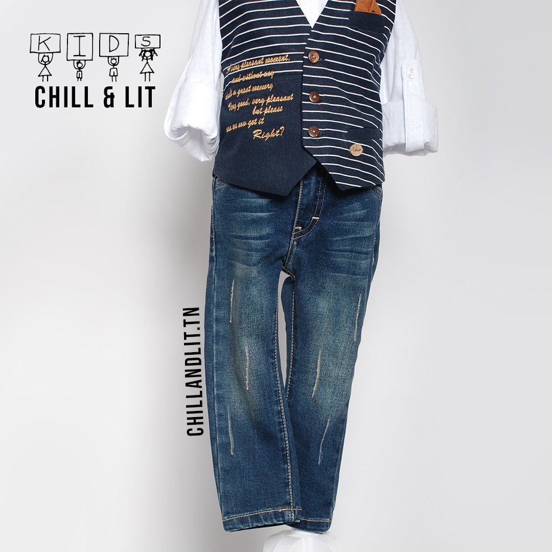 Slide  #1 Ensemble 3 Pieces Garçon Pantalon en Jean