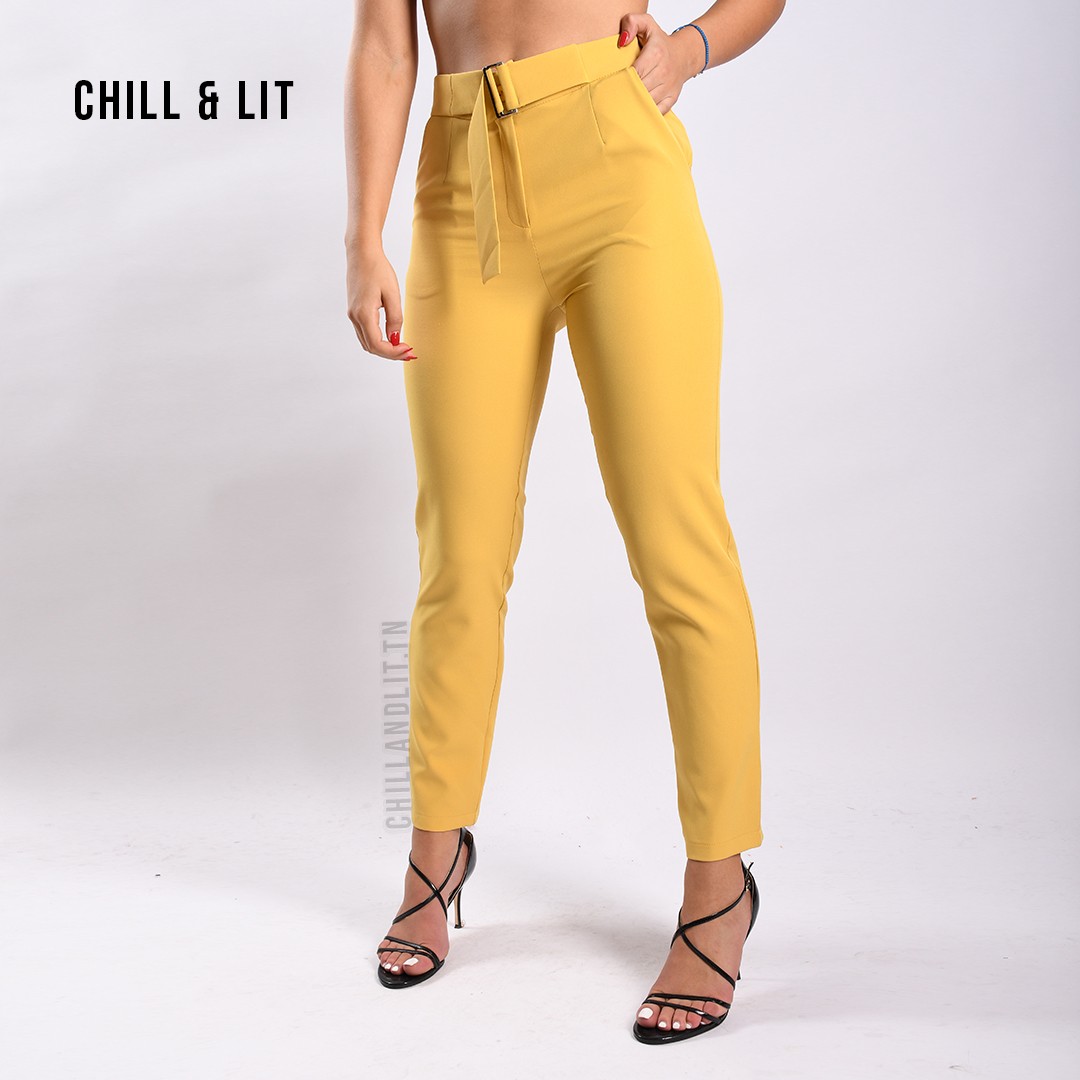 Pantalon taille 2024 haute avec ceinture