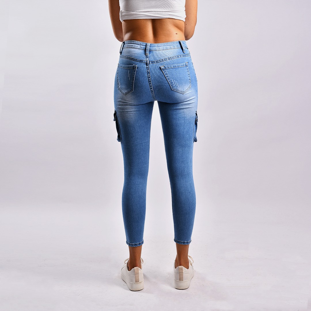 Slide  #2 Jean Skinny Taille Haute Avec Poches