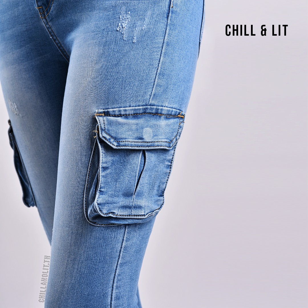Slide  #4 Jean Skinny Taille Haute Avec Poches