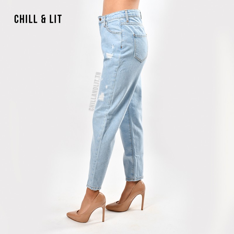 jean boyfriend blanc taille haute