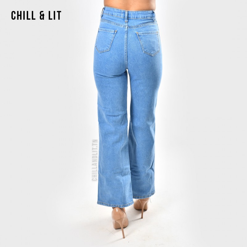 STARBILD Jean Évasé Déchiré Femme Taille Haute - Denim Jegging Bootcut Coupe Large Extensible