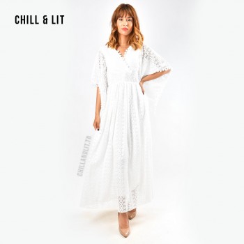 Robe Longue Guipure Décolletée