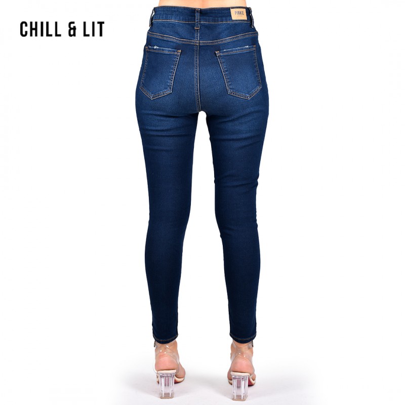 Ancien jean bleu marine femme DIVA skinny neuf délavé rinçage