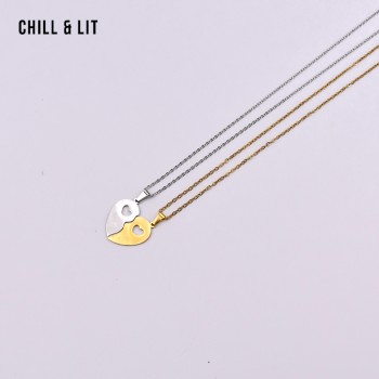 Collier Homme/Couple En Acier Inoxydable - Pendentif As De Pique Et As De Cœur, Longueur 57 Cm, Argenté