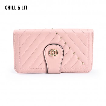 Portefeuille Femme Cuir Synthétique Rose – Grand Format, 8 Emplacements Cartes – Dragonne Amovible – Cadeau élégant