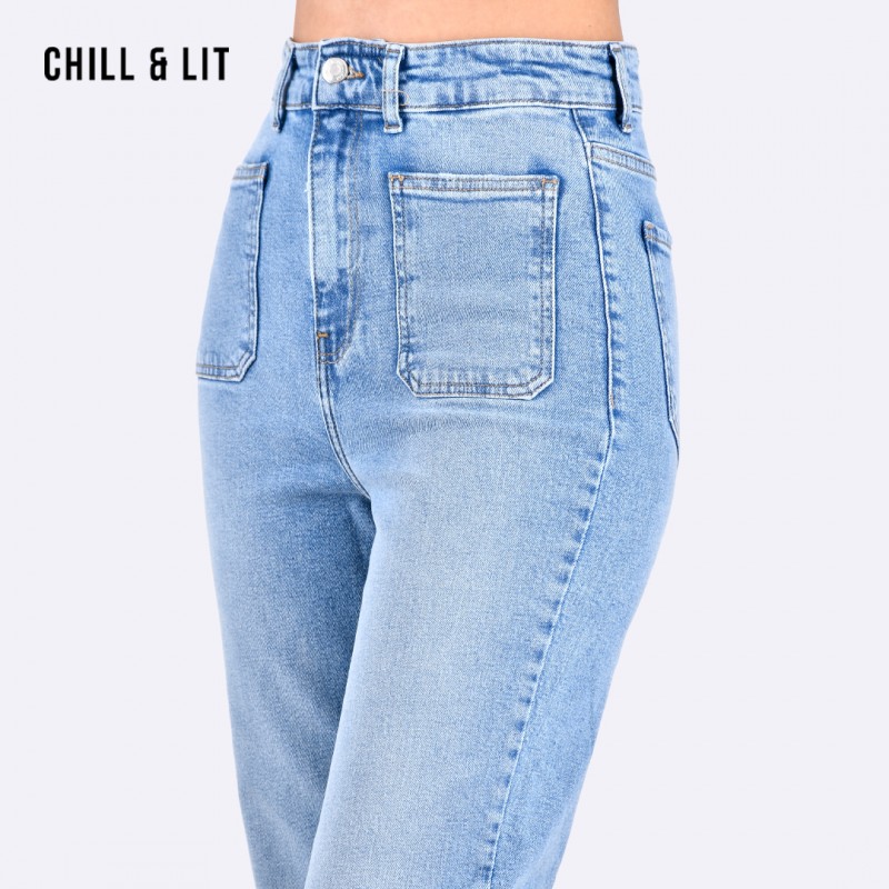 Jean Femme Taille Haute Coupe Droite - Denim élastique Baggy - Vintage, Confortable Pour Tous Les Jours - 8