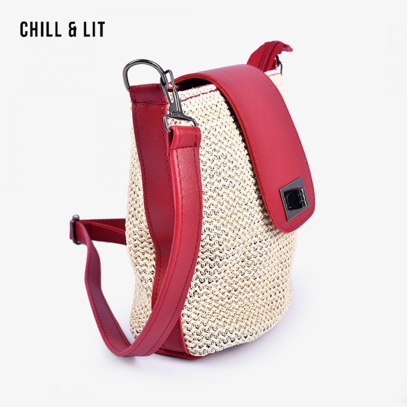 Sac à Bandoulière Femme Tissé Main En Coton Motif écossais Multicolore